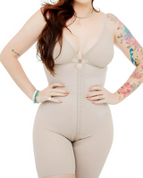 Body Modelador com Decote em V Profundo e Fecho de Gancho e Olho