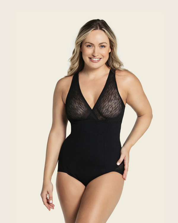 Body Modelador com Pormenor de Riscas Transparentes (OFERTA 2X1)