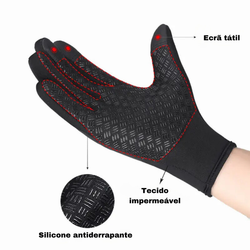 Luvas de inverno impermeáveis com sensores de visualização unissexo