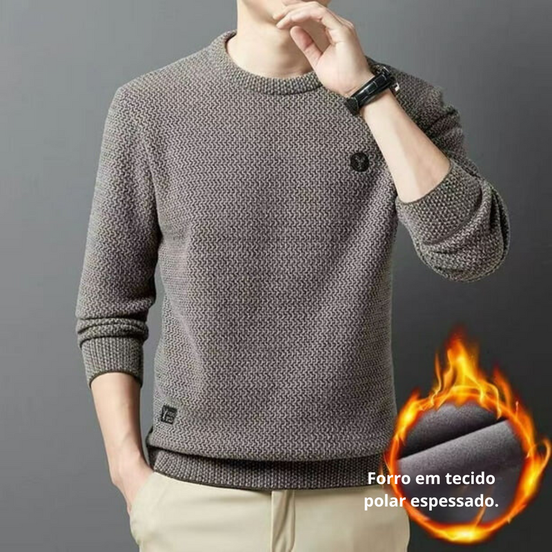 Jersey Térmica de Malha Clássica para Homem com Gola Redonda